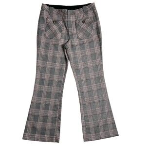 Free People Textured Glen Plaid Retro Flare Leg Pant Size 12